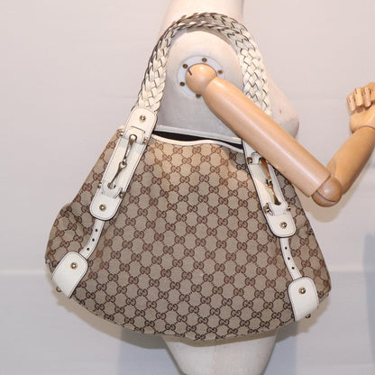 GUCCI GG Canvas Horsebit Tote Bag Beige Silver 137621  14424