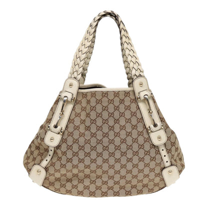 GUCCI GG Canvas Horsebit Tote Bag Beige Silver 137621  14424
