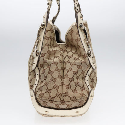 GUCCI GG Canvas Horsebit Tote Bag Beige Silver 137621  14424