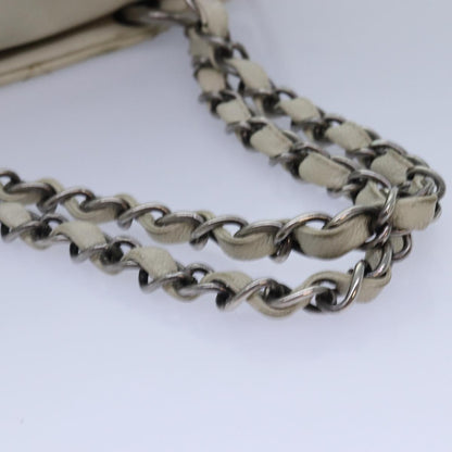 CHANEL Matelasse Chain Shoulder Bag Caviar Skin White Silver CC yk14601
