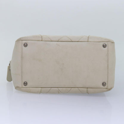 CHANEL Matelasse Chain Shoulder Bag Caviar Skin White Silver CC yk14601