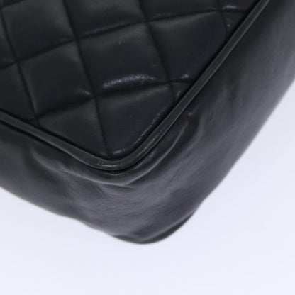 CHANEL Matelasse Turn Lock Chain Shoulder Bag Leather Black Gold CC yk14695