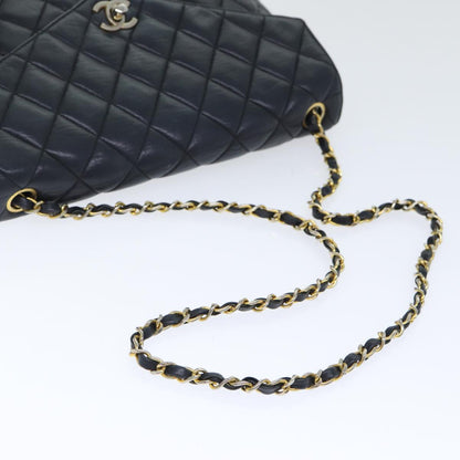 CHANEL Matelasse Turn Lock Chain Shoulder Bag Leather Black Gold CC yk14695