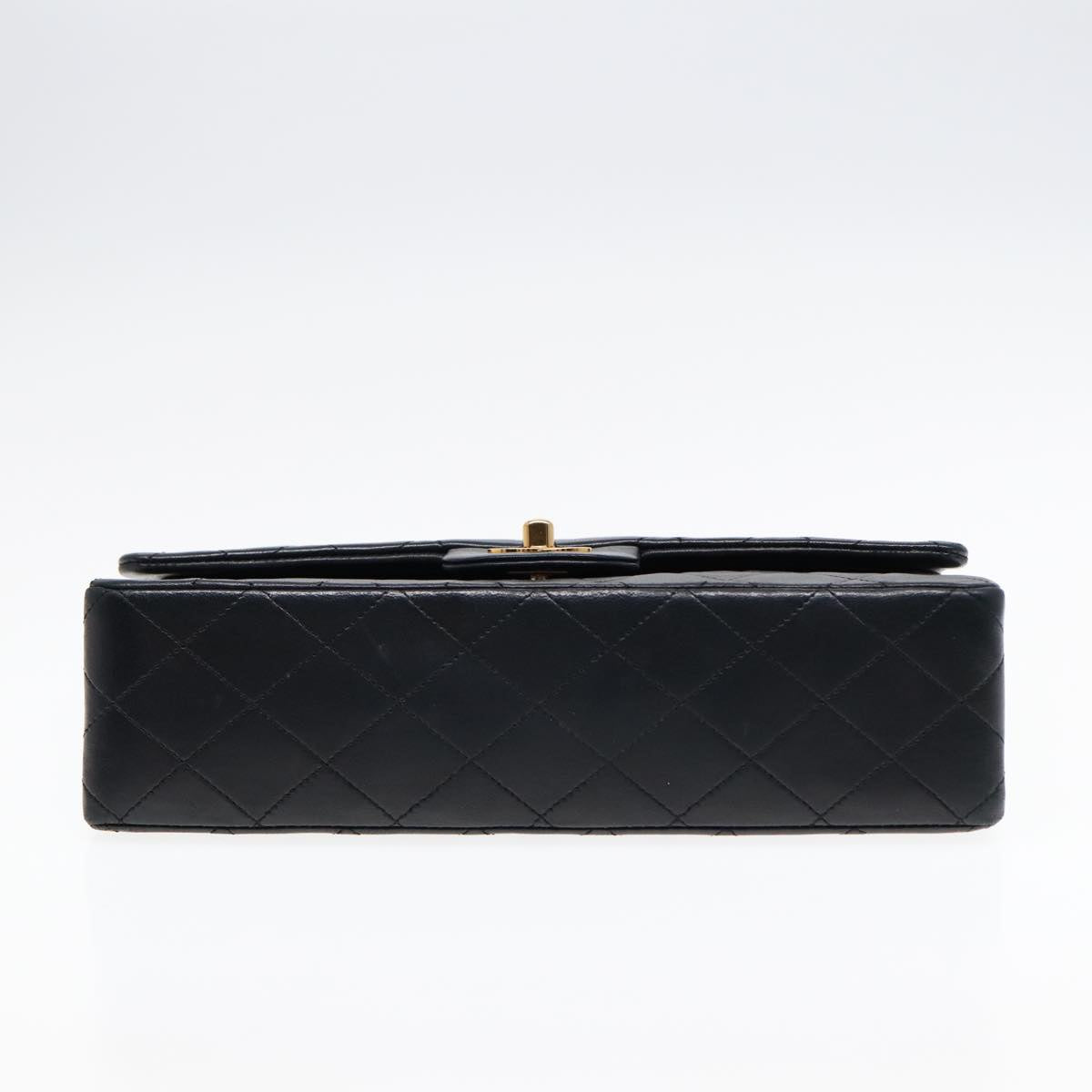 CHANEL Matelasse 25 Turn Lock Chain Bag Lamb Skin Black Gold CC yk14719A