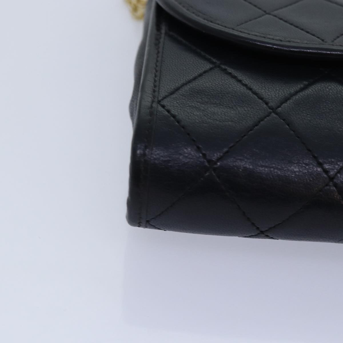 CHANEL Matelasse Chain Shoulder Bag Lamb Skin Black Gold CC yk14739