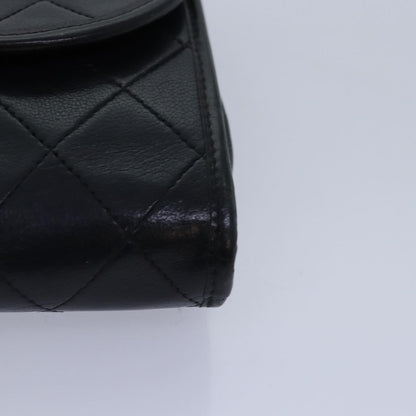 CHANEL Matelasse Chain Shoulder Bag Lamb Skin Black Gold CC yk14739