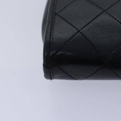 CHANEL Matelasse Chain Shoulder Bag Lamb Skin Black Gold CC yk14739