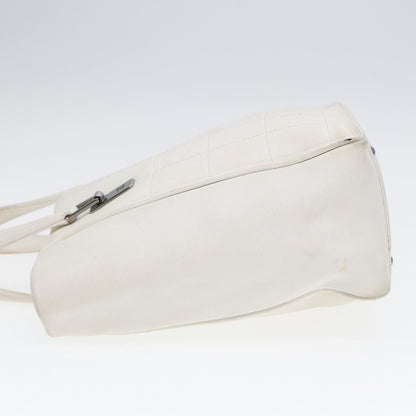 CHANEL Choco Bar Hand Bag Leather White Silver CC yk14765