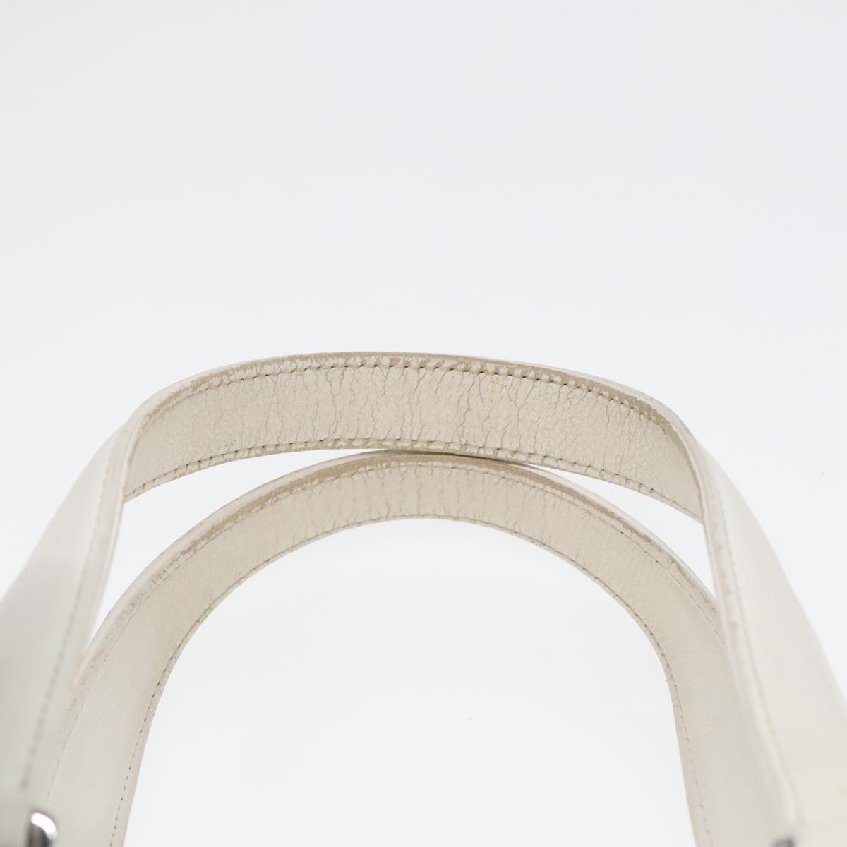 CHANEL Choco Bar Hand Bag Leather White Silver CC yk14765