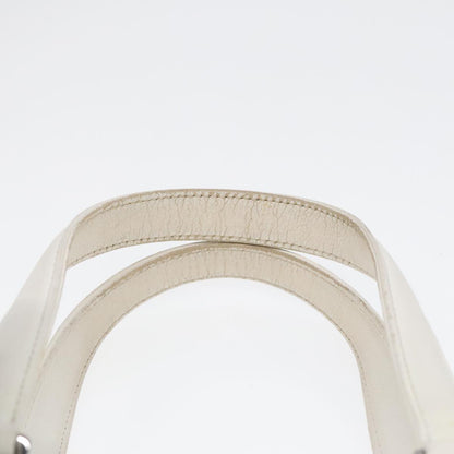 CHANEL Choco Bar Hand Bag Leather White Silver CC yk14765