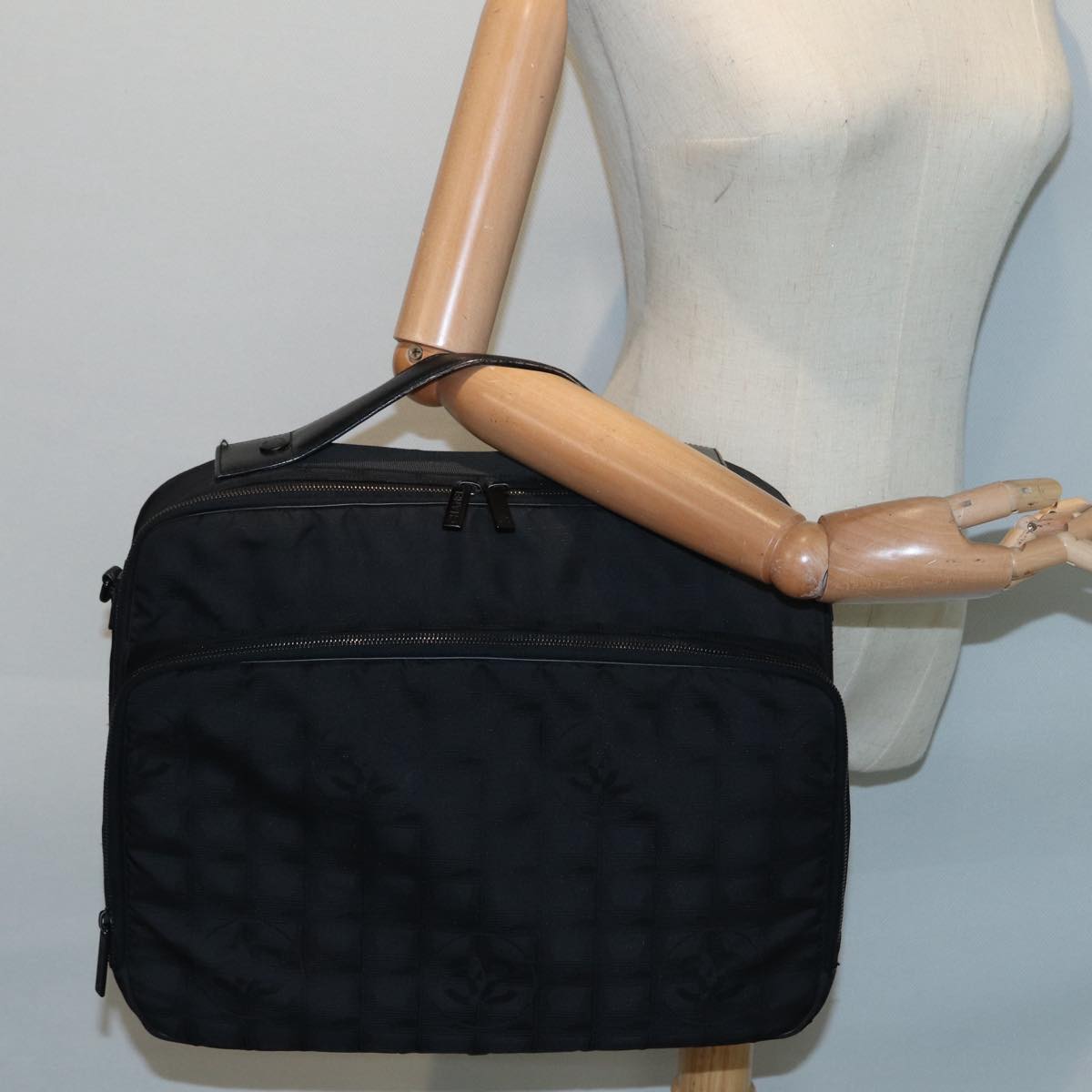 CHANEL New Travel Line Travel Case Nylon Black CC yk14766
