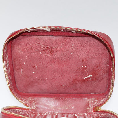 CHANEL Vanity COCO Mark Cosmetic Pouch Caviar Skin Red Gold CC yk14831