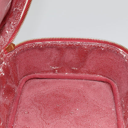 CHANEL Vanity COCO Mark Cosmetic Pouch Caviar Skin Red Gold CC yk14831
