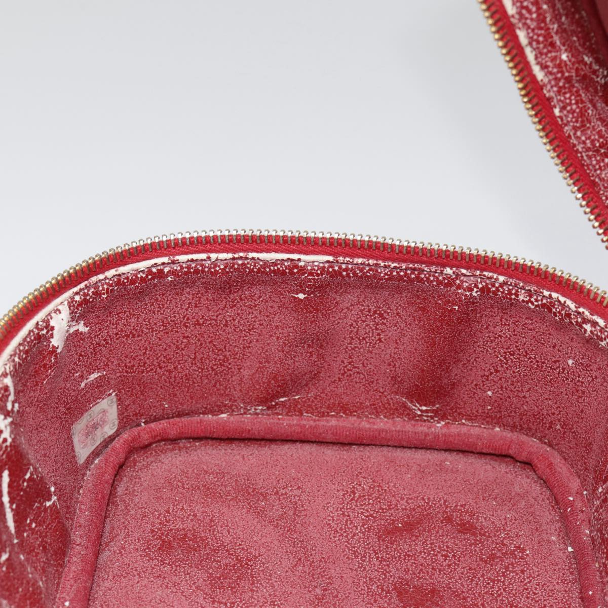 CHANEL Vanity COCO Mark Cosmetic Pouch Caviar Skin Red Gold CC yk14831