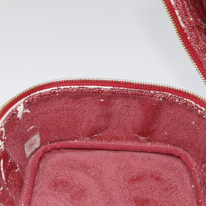 CHANEL Vanity COCO Mark Cosmetic Pouch Caviar Skin Red Gold CC yk14831