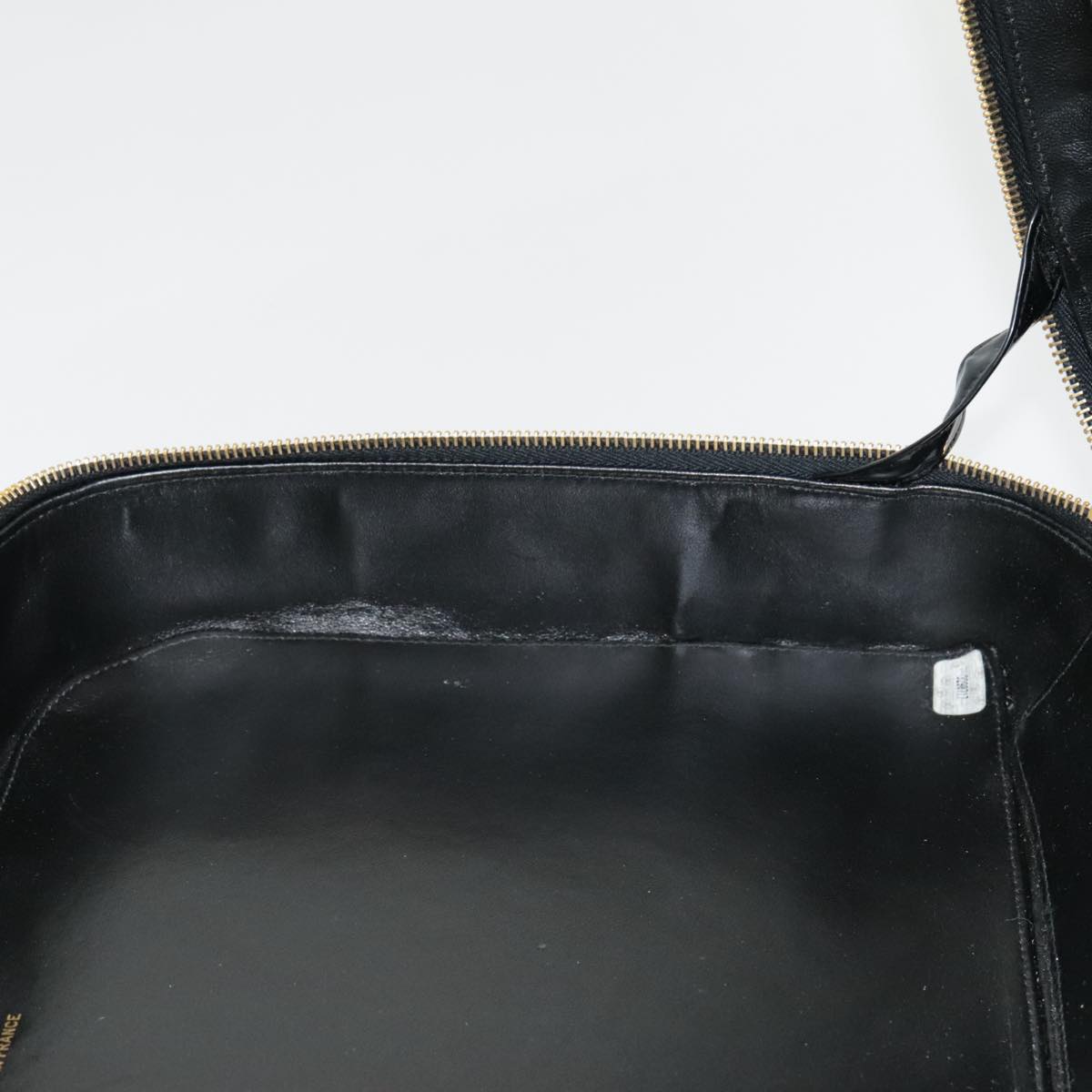 CHANEL Matelasse Chain Hand Bag Enamel Black Gold CC yk14913