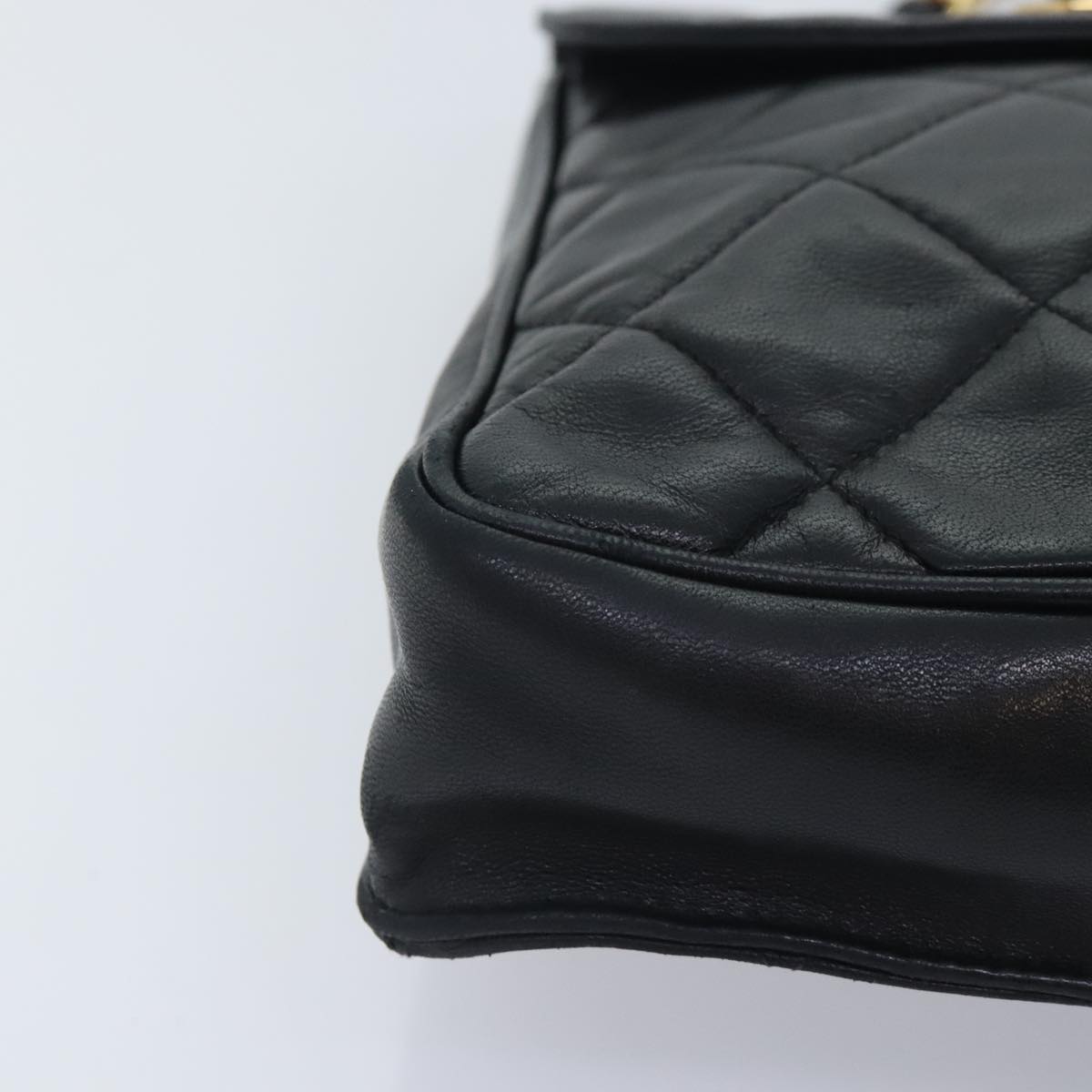 CHANEL Matelasse Chain Shoulder Bag Lamb Skin Black CC yk14961A