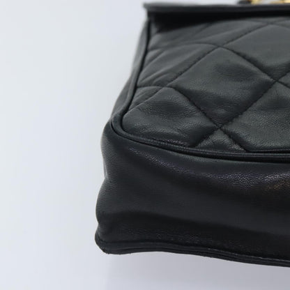 CHANEL Matelasse Chain Shoulder Bag Lamb Skin Black CC yk14961A