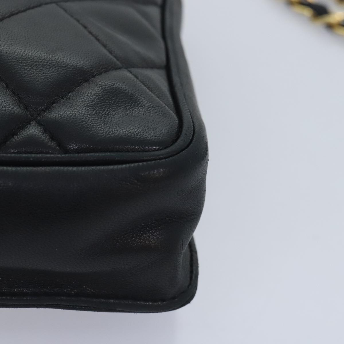 CHANEL Matelasse Chain Shoulder Bag Lamb Skin Black CC yk14961A