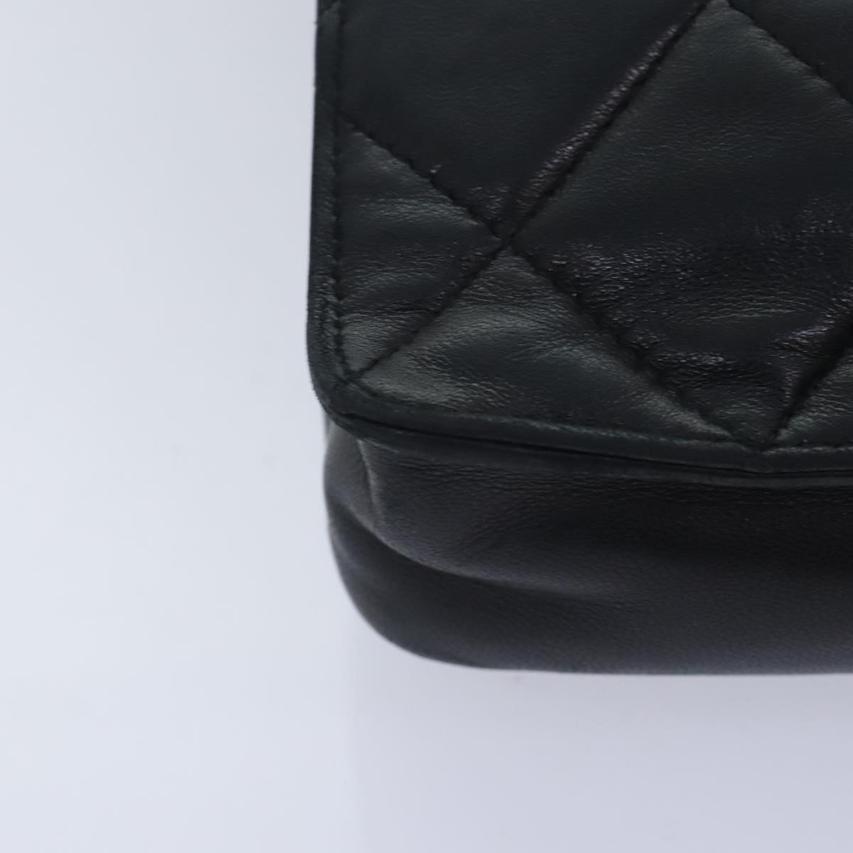 CHANEL Matelasse Chain Shoulder Bag Lamb Skin Black CC yk14961A