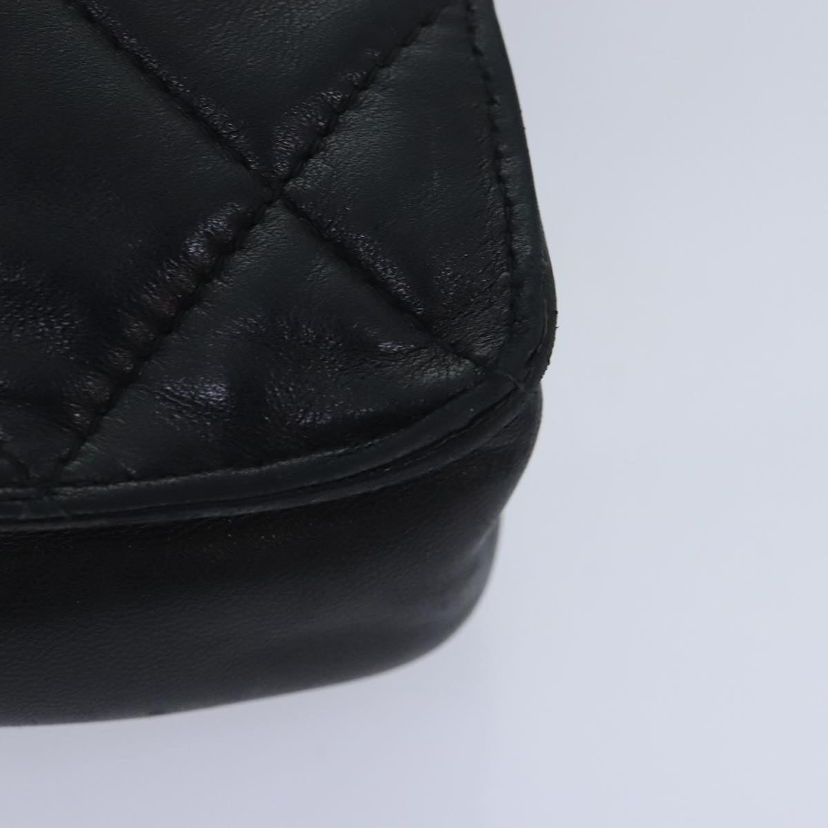 CHANEL Matelasse Chain Shoulder Bag Lamb Skin Black CC yk14961A