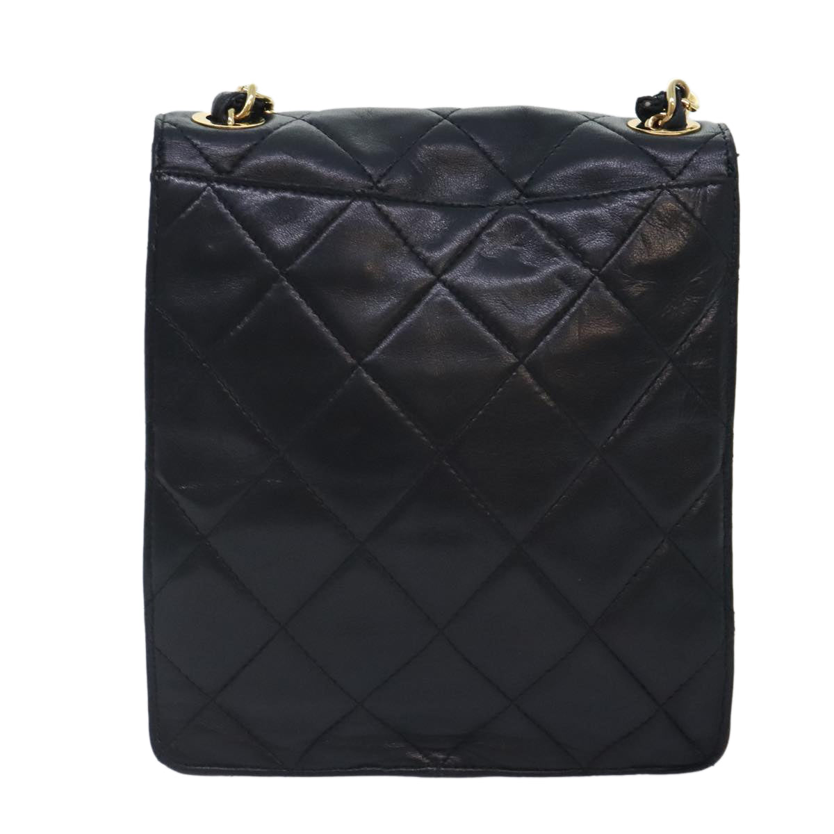 CHANEL Matelasse Chain Shoulder Bag Lamb Skin Black CC yk14961A