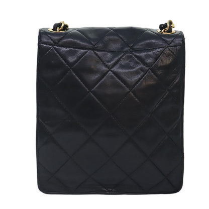 CHANEL Matelasse Chain Shoulder Bag Lamb Skin Black CC yk14961A