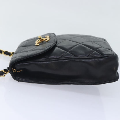 CHANEL Matelasse Chain Shoulder Bag Lamb Skin Black CC yk14961A