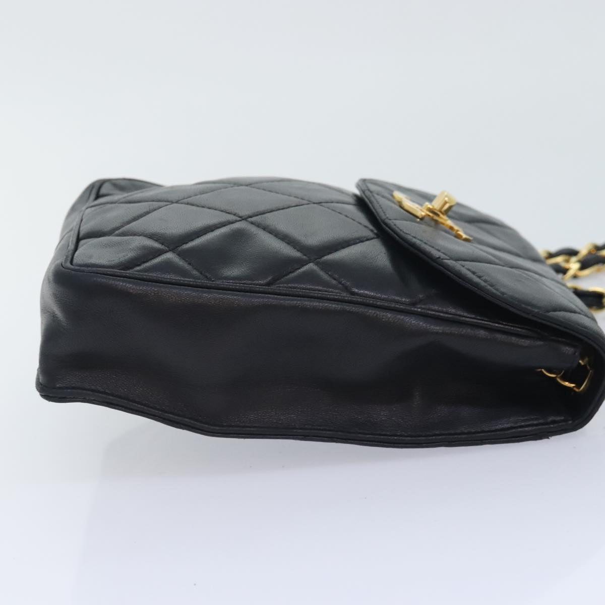 CHANEL Matelasse Chain Shoulder Bag Lamb Skin Black CC yk14961A