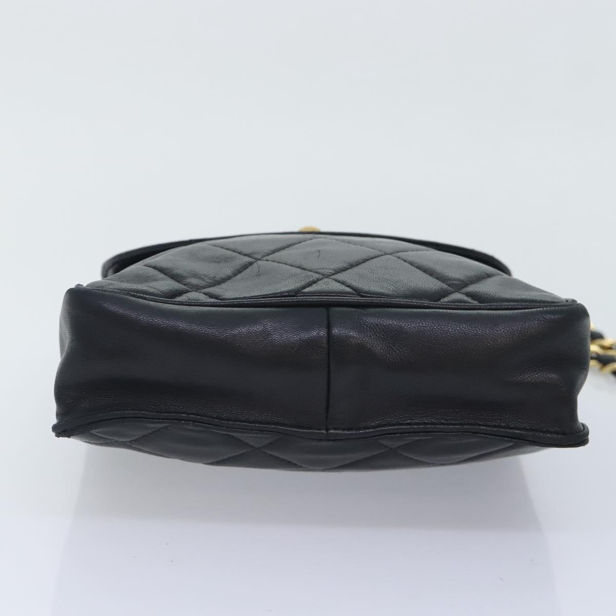 CHANEL Matelasse Chain Shoulder Bag Lamb Skin Black CC yk14961A