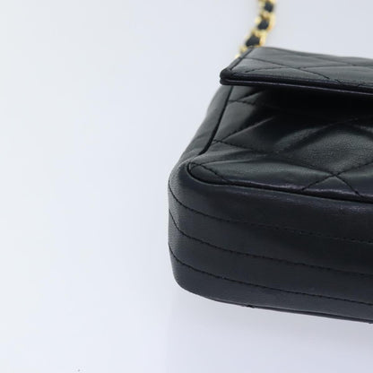 CHANEL Matelasse COCO Mark Chain Stone Bag Lamb Skin Black CC yk15007A