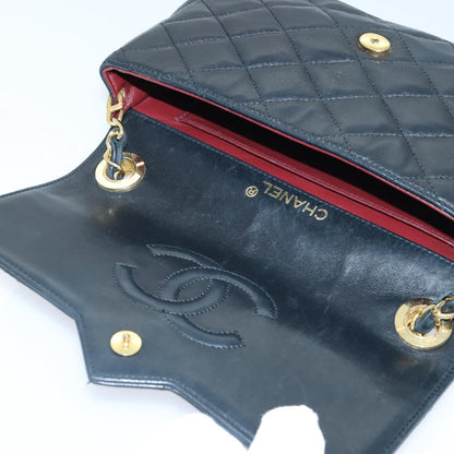 CHANEL Matelasse COCO Mark Chain Stone Bag Lamb Skin Black CC yk15007A