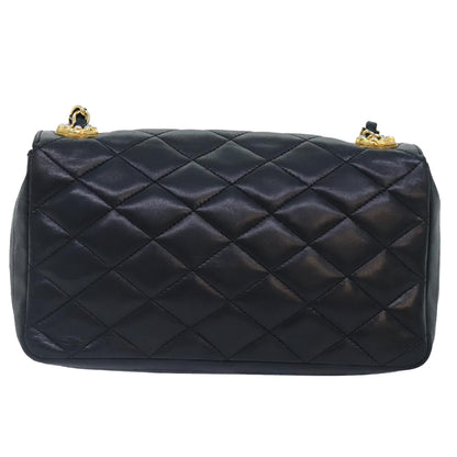 CHANEL Matelasse COCO Mark Chain Stone Bag Lamb Skin Black CC yk15007A