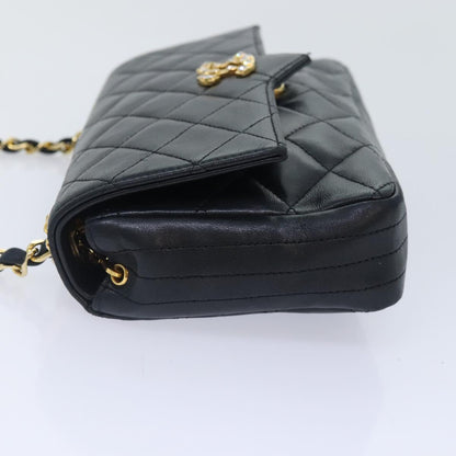 CHANEL Matelasse COCO Mark Chain Stone Bag Lamb Skin Black CC yk15007A