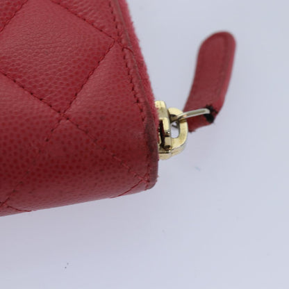 CHANEL Matelasse Long Wallet Caviar Skin Pink Gold CC yk15041