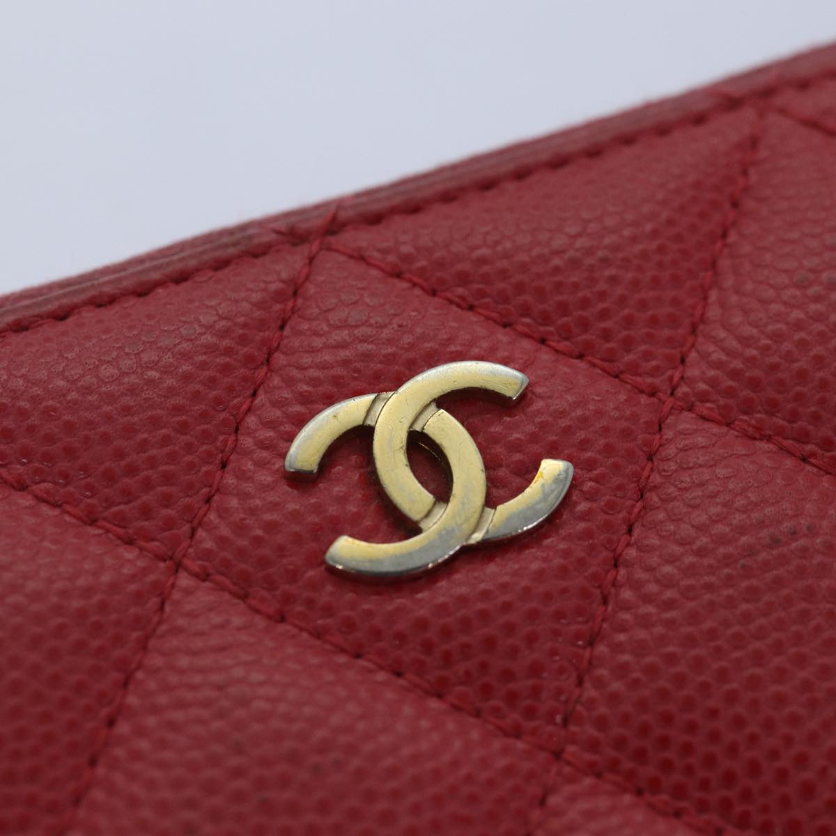 CHANEL Matelasse Long Wallet Caviar Skin Pink Gold CC yk15041