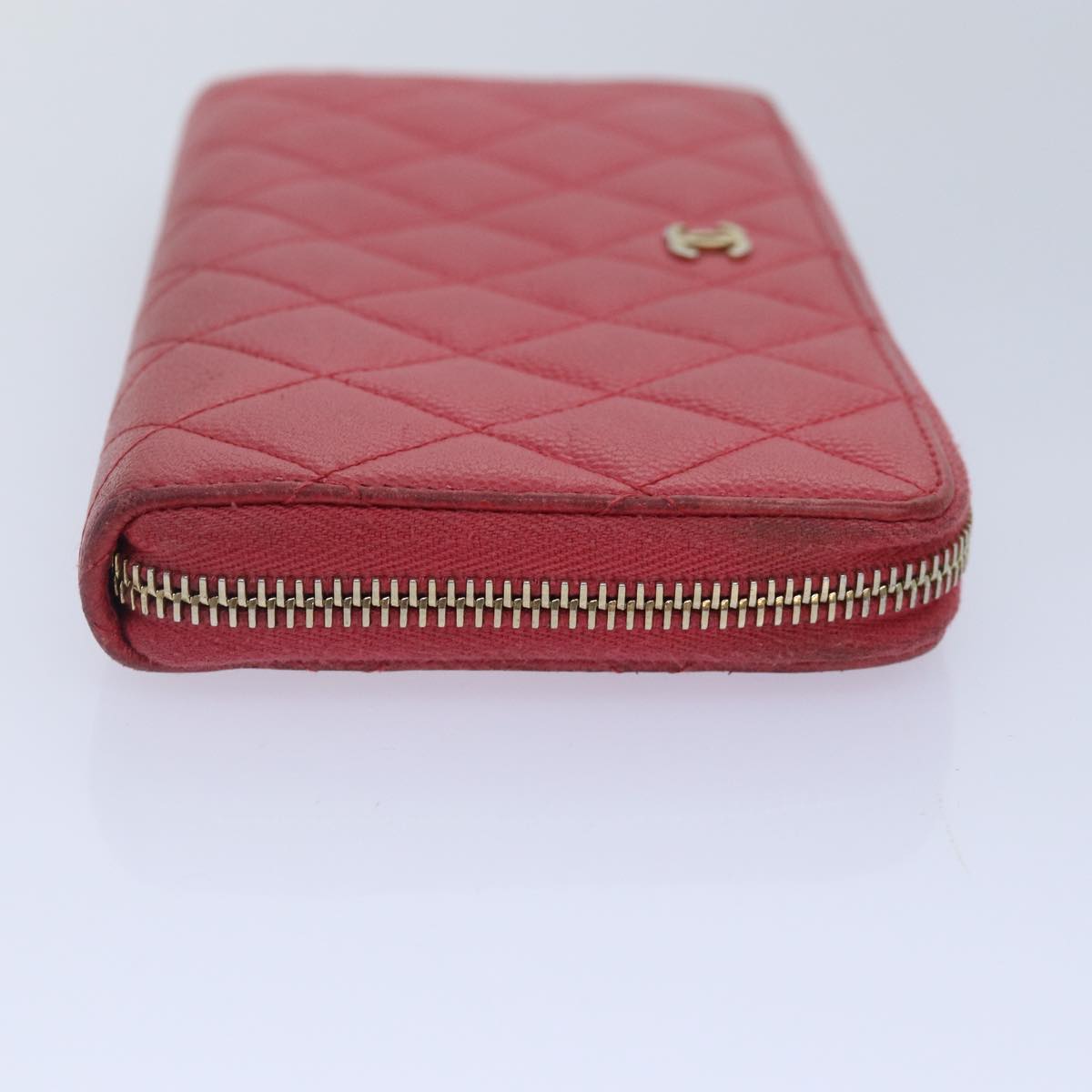 CHANEL Matelasse Long Wallet Caviar Skin Pink Gold CC yk15041