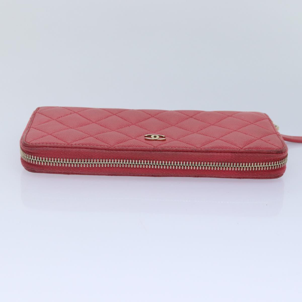 CHANEL Matelasse Long Wallet Caviar Skin Pink Gold CC yk15041