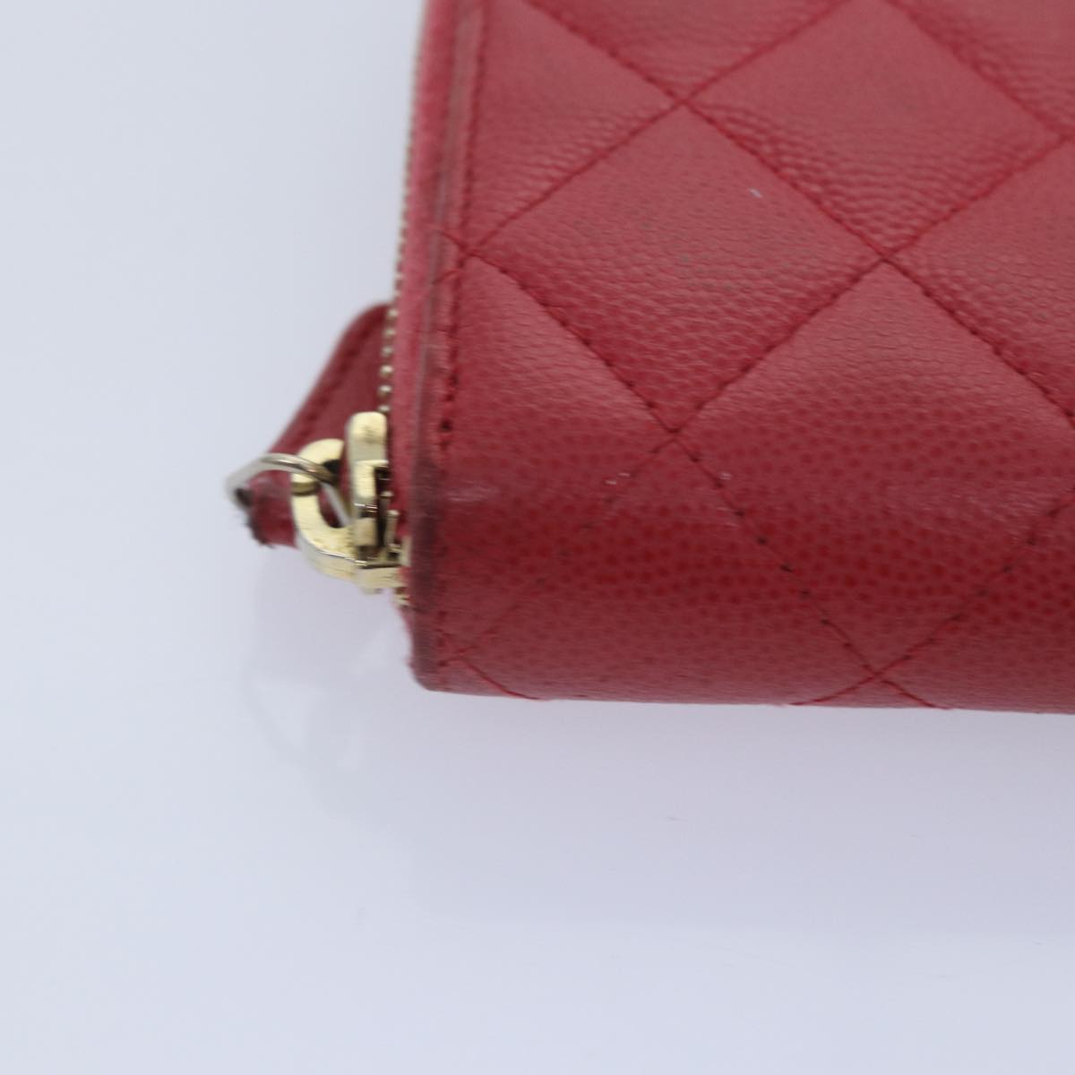 CHANEL Matelasse Long Wallet Caviar Skin Pink Gold CC yk15041