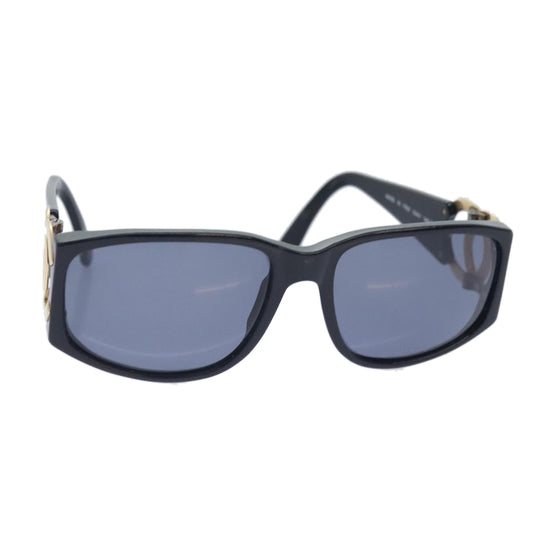 CHANEL Sunglasses Plastic Metal Black Gold CC yk15060