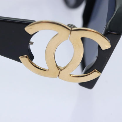 CHANEL Sunglasses Plastic Metal Black Gold CC yk15060