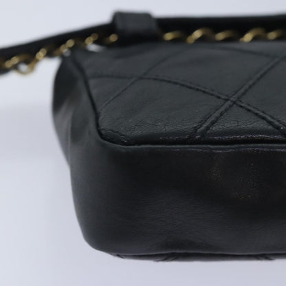 CHANEL Bicolore Chain Waist bag Leather Black Gold CC yk15152