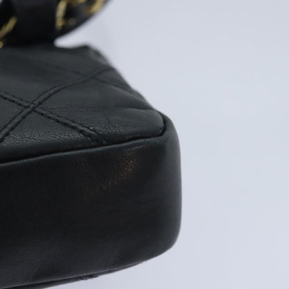 CHANEL Bicolore Chain Waist bag Leather Black Gold CC yk15152