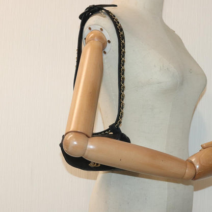 CHANEL Bicolore Chain Waist bag Leather Black Gold CC yk15152