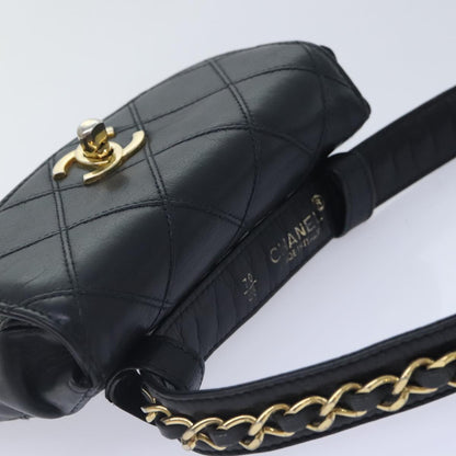 CHANEL Bicolore Chain Waist bag Leather Black Gold CC yk15152