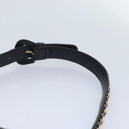 CHANEL Bicolore Chain Waist bag Leather Black Gold CC yk15152