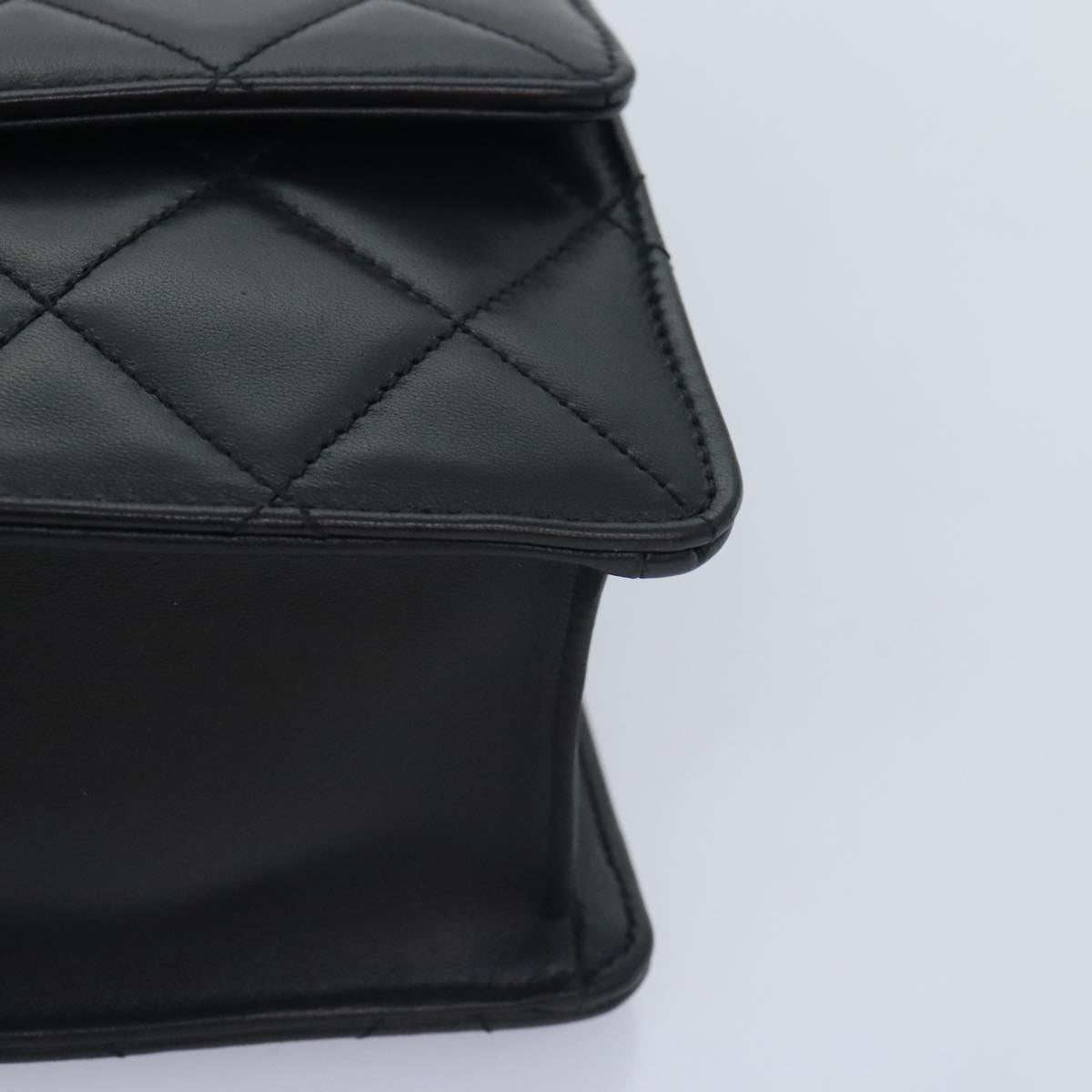 CHANEL Matelasse  COCO Mark Chain Bag Lamb Skin Black Gold CC yk15214A
