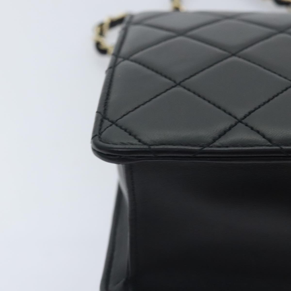 CHANEL Matelasse  COCO Mark Chain Bag Lamb Skin Black Gold CC yk15214A