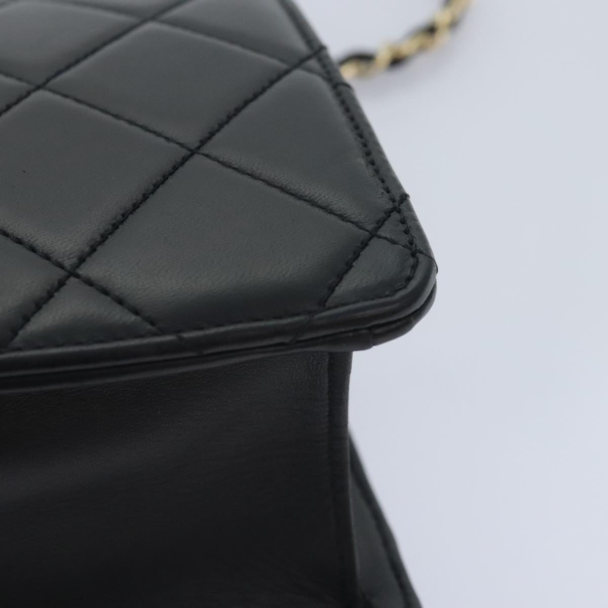 CHANEL Matelasse  COCO Mark Chain Bag Lamb Skin Black Gold CC yk15214A