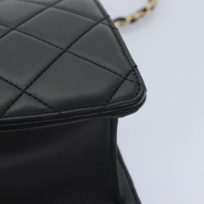 CHANEL Matelasse  COCO Mark Chain Bag Lamb Skin Black Gold CC yk15214A
